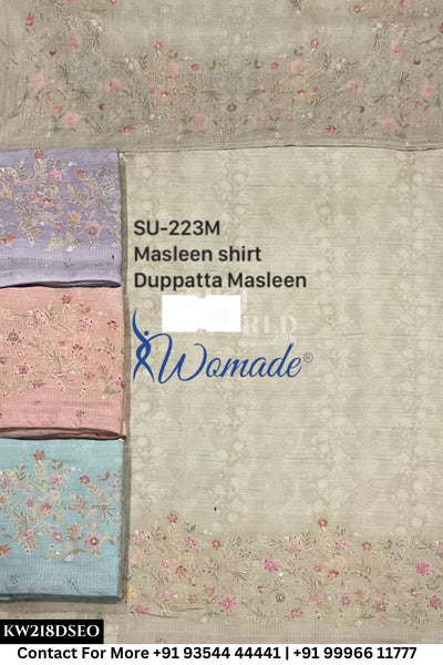 Womade - : Unsitched Muslin Suit With Muslin Dupatta (Set of 4)218No