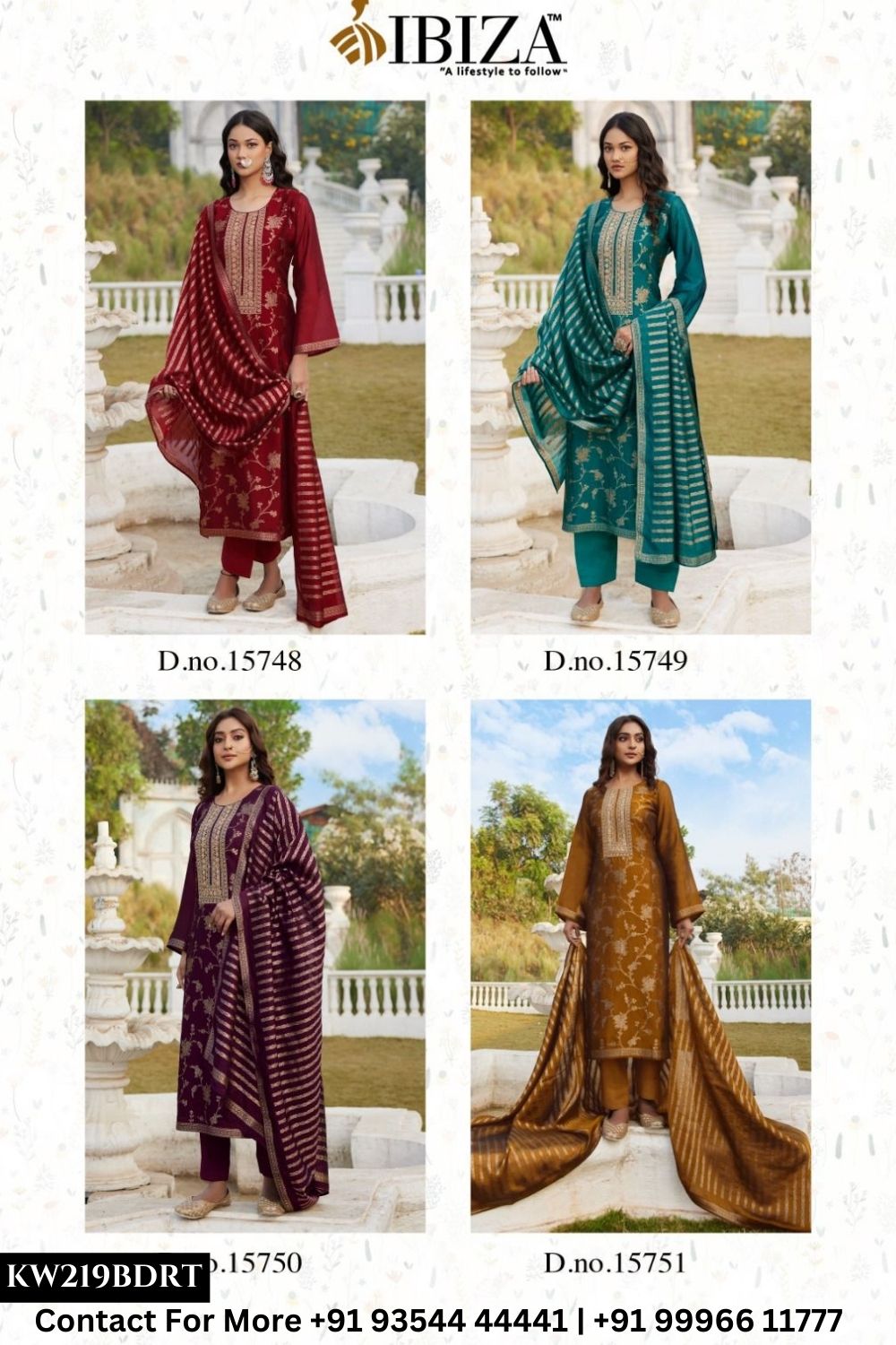 Ibiza - Aarna: Pure Banglory Silk Jacquard Suit Catalog Wholesale