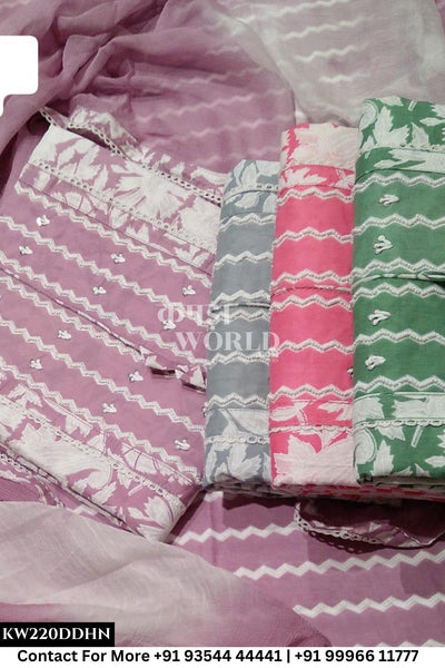 Jaipur Unstitched Cotton Suit with Pure Dupatta (Set of 4)220No