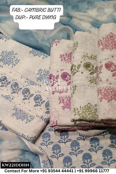 Jaipur Unstitched Cotton Suit with Pure Dupatta (Set of 4)221No