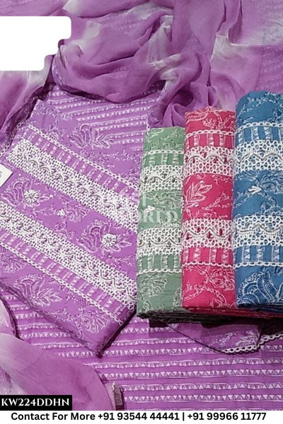 Jaipur Unstitched Cotton Suit with Pure Dupatta (Set of 4)224No