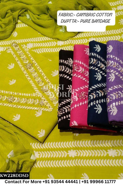 Jaipur Unstitched Cotton Suit with Pure Dupatta (Set of 5)228No