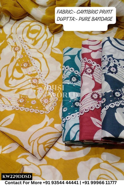 Jaipur Unstitched Cotton Suit with Pure Dupatta (Set of 4)229No