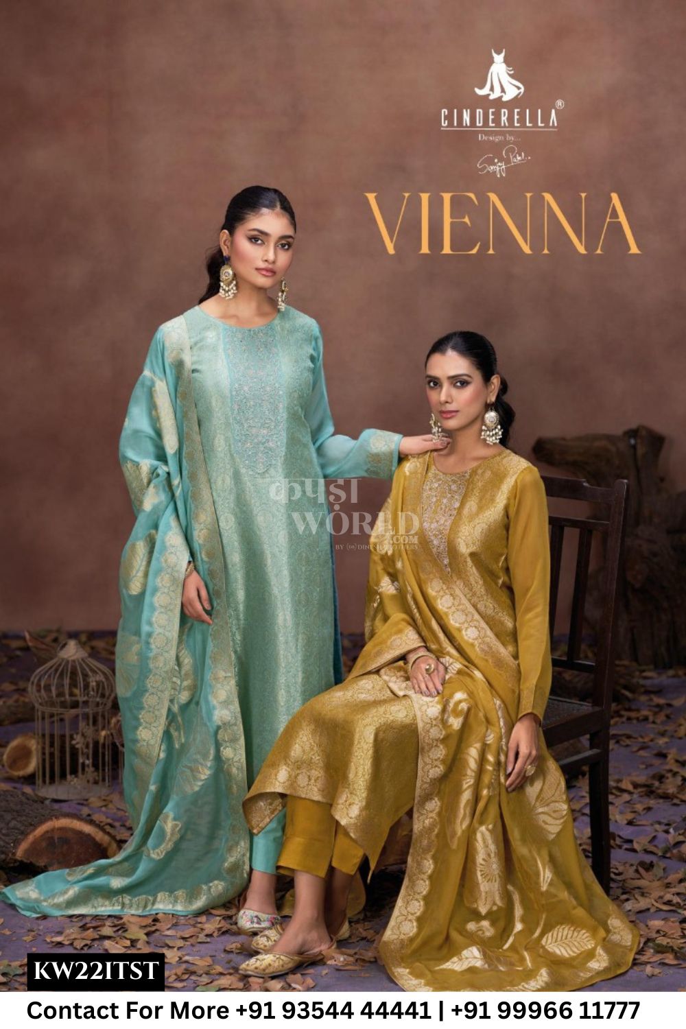 Cinderella Catalogue - Vienna: Organza Jacquard Partywear Suit Wholesalers