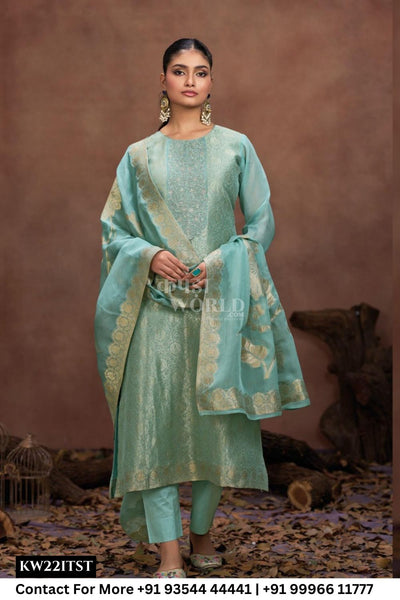 Cinderella Catalogue - Vienna: Organza Jacquard Partywear Suit Wholesalers