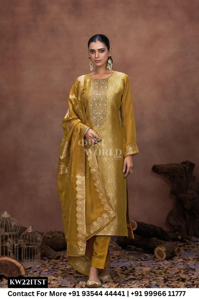 Cinderella Catalogue - Vienna: Organza Jacquard Partywear Suit Wholesalers