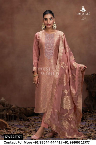 Cinderella Catalogue - Vienna: Organza Jacquard Partywear Suit Wholesalers
