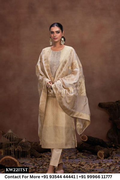 Cinderella Catalogue - Vienna: Organza Jacquard Partywear Suit Wholesalers