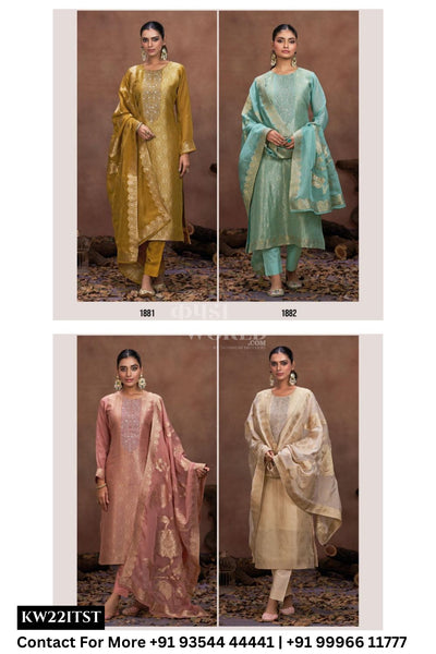 Cinderella Catalogue - Vienna: Organza Jacquard Partywear Suit Wholesalers