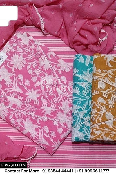 Jaipur Unstitched Cotton Suit with Pure Dupatta (Set of 3)231No