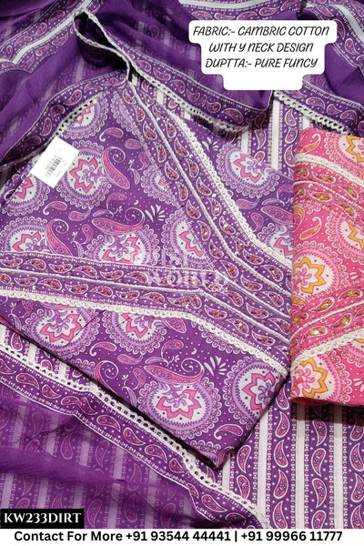 Jaipur Unstitched Cotton Suit with Pure Dupatta (Set of 2)233No