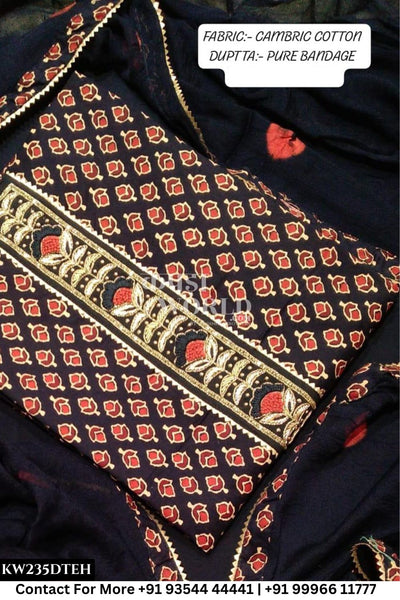 Jaipur Unstitched Cotton Suit with Pure Dupatta (Set of 1)235No