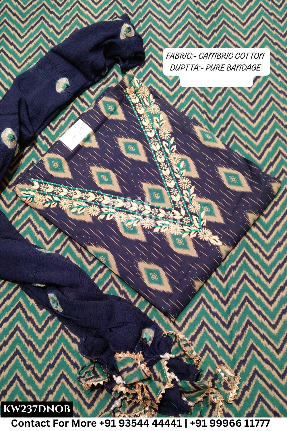 Jaipur Unstitched Cotton Suit with Pure Dupatta (Set of 1)237No