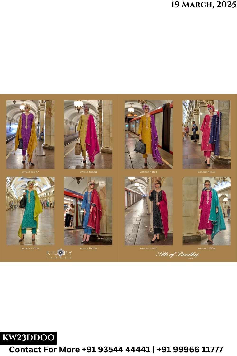 Kilory Catalogue - Silk Of Bandhej Vol 3: Latest Bandhani Designs Muslin Suit Exporter