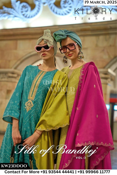 Kilory Catalogue - Silk Of Bandhej Vol 3: Latest Bandhani Designs Muslin Suit Exporter