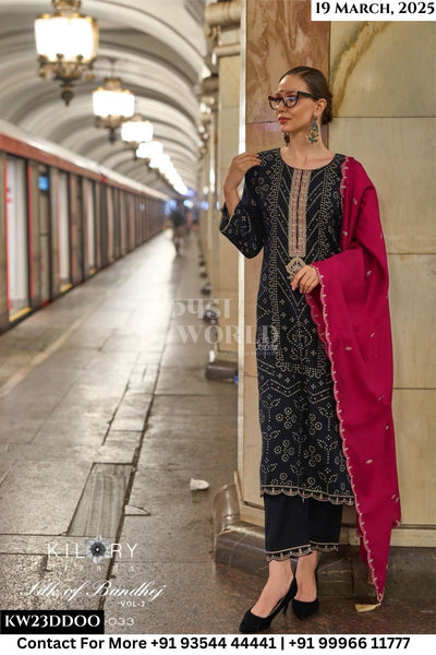 Kilory Catalogue - Silk Of Bandhej Vol 3: Latest Bandhani Designs Muslin Suit Exporter