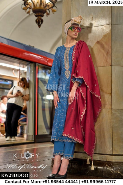 Kilory Catalogue - Silk Of Bandhej Vol 3: Latest Bandhani Designs Muslin Suit Exporter