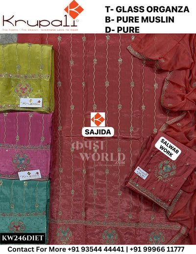 Krupali - Sajida: Top Glass Organza & Pure Muslin Dupatta