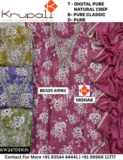 Krupali - Mohak: Top Digital Pure Natural Crepe & Pure Classic  Dupatta