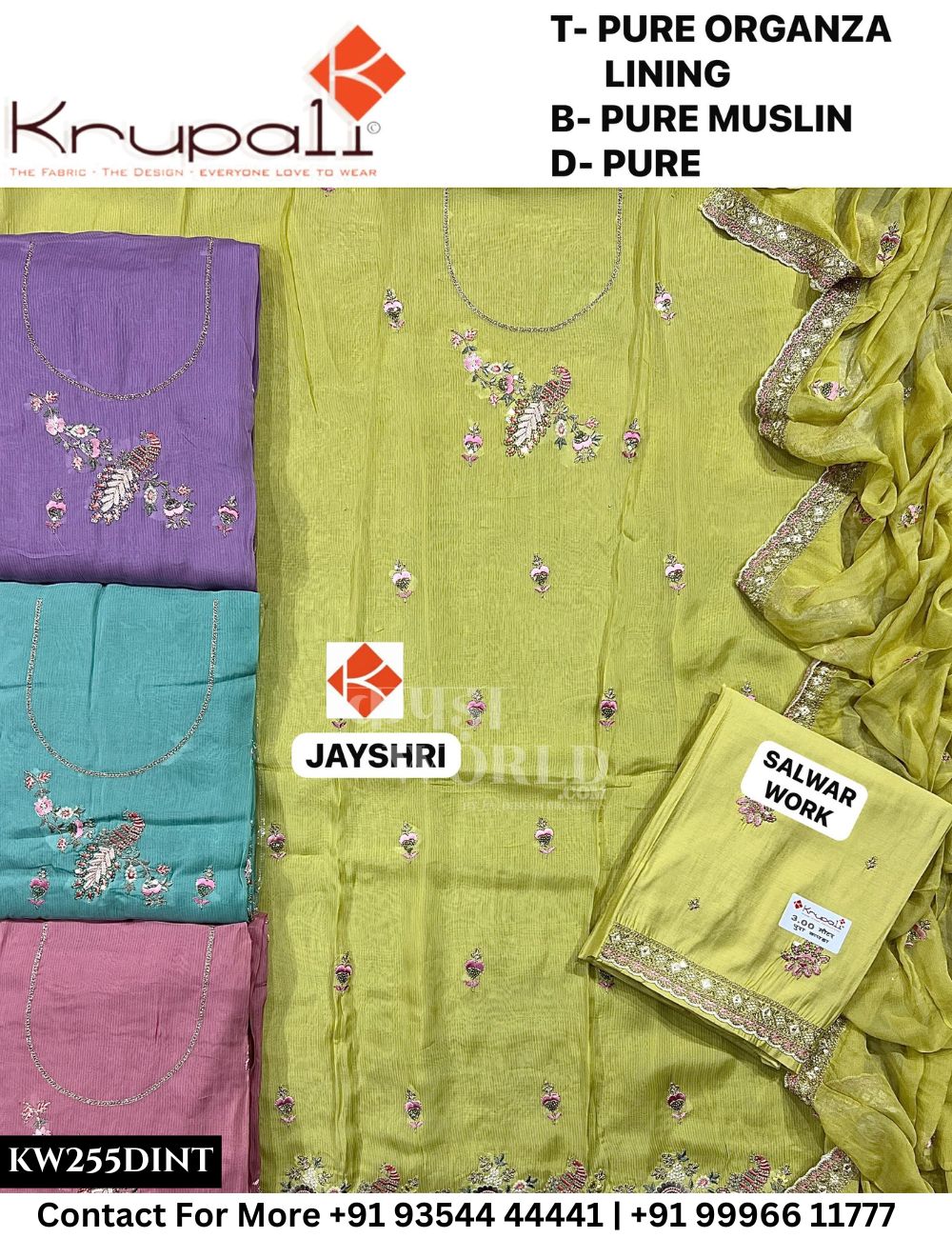 Krupali - Jayshri: Top Pure Digital Lining & Pure Muslin Dupatta