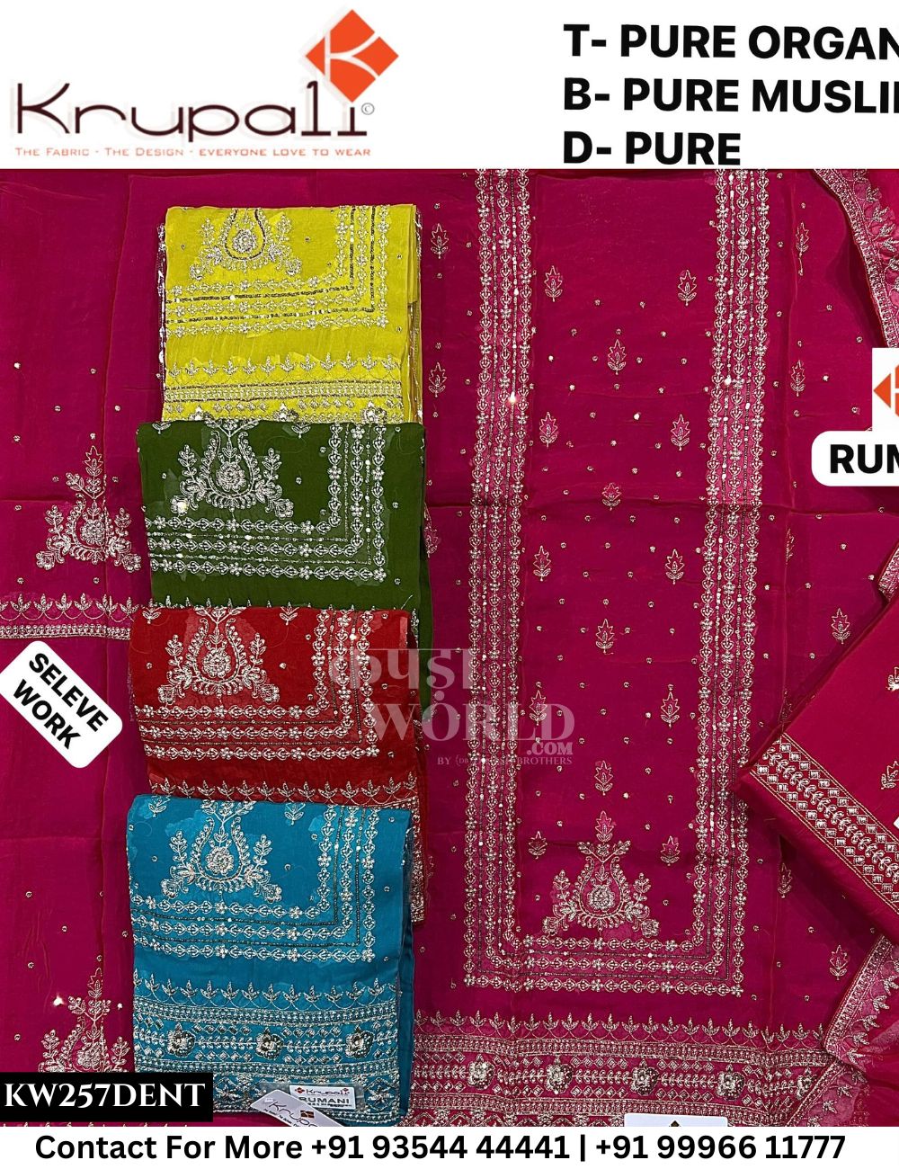 Krupali - Rumani: Top Pure Organza & Pure Muslin Dupatta