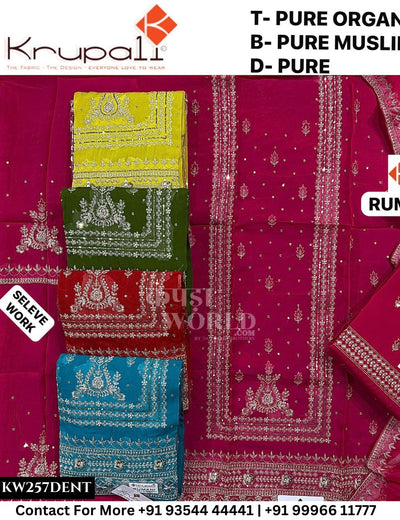 Krupali - Rumani: Top Pure Organza & Pure Muslin Dupatta