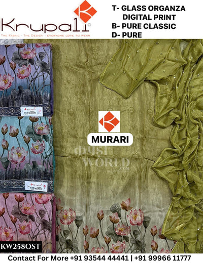 Krupali - Murari: Top Glass Organza Digital Print & Pure Classic  Dupatta