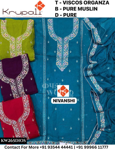 Krupali - Nivanshi: Top Viscose Organza & Pure Muslin Dupatta