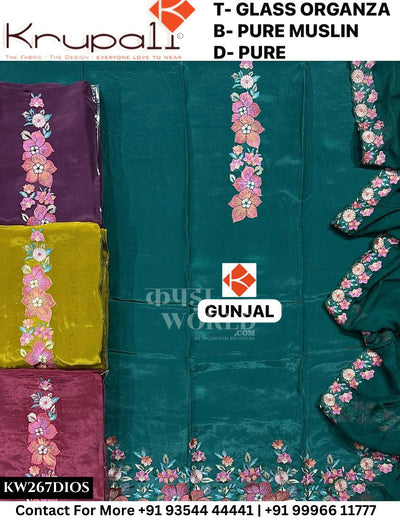 Krupali - Gunjal: Top Glass Organza & Pure Muslin Dupatta