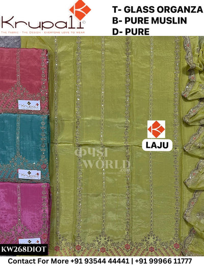 Krupali - Laju: Top Glass Organza & Pure Muslin Dupatta