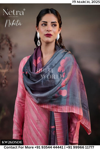 Netra Catalogue - Nikita: Fancy Jacquard Silk Designer Suit Catalog Exporter