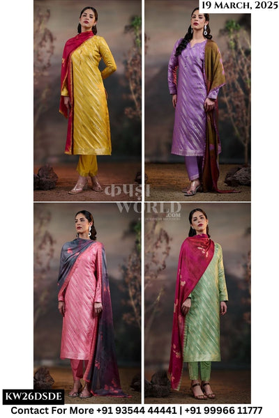 Netra Catalogue - Nikita: Fancy Jacquard Silk Designer Suit Catalog Exporter
