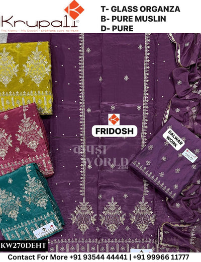 Krupali - Fridosh: Top Glass Organza & Pure Muslin Dupatta