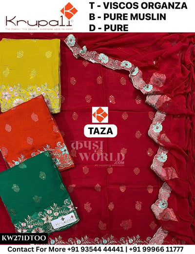 Krupali - Taza: Top Viscose Organza & Pure Muslin Dupatta