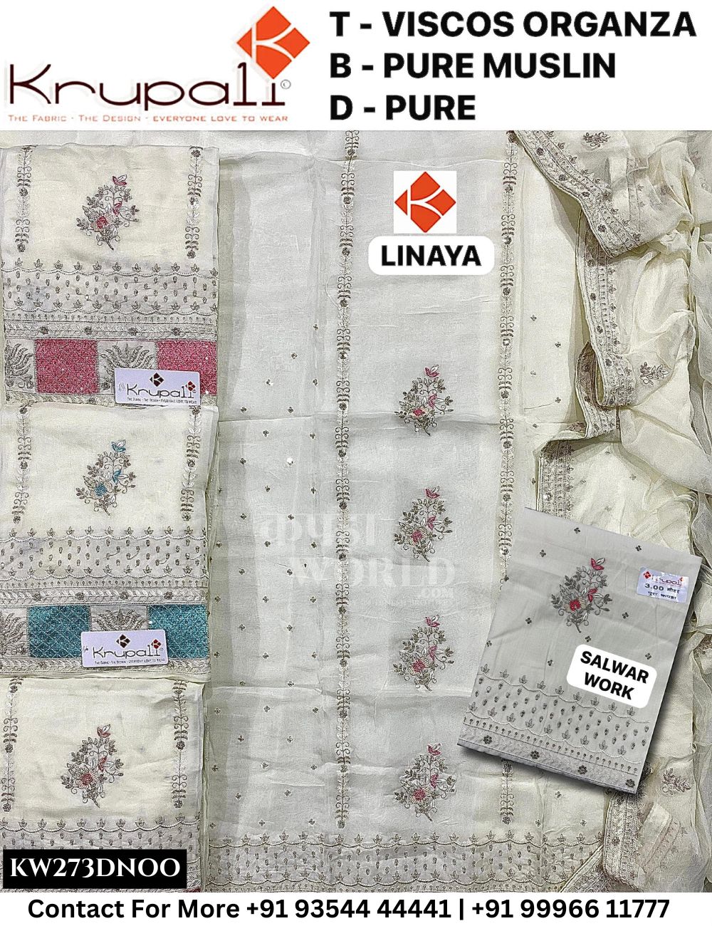 Krupali - Linaya: Top Viscose Organza & Pure Muslin Dupatta