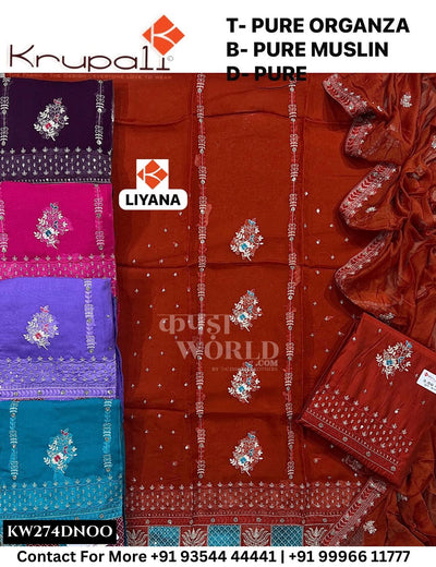 Krupali - Liyana: Top Pure Organza & Pure Muslin Dupatta