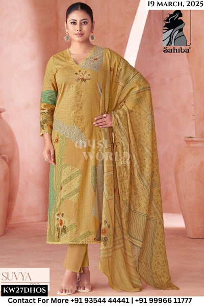 Sahiba Catalogue - Suvya: Digital Prints Fancy Work Cotton Ladies Suit Dealer