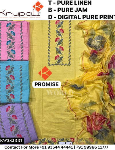 Krupali - Promise: Top Pure Linen & Pure Jaam Dupatta
