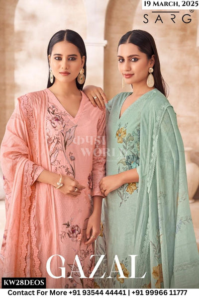 Sarg Catalogue - Gazal: Pure Cotton Fancy Ladies Salwar Suit Exporters
