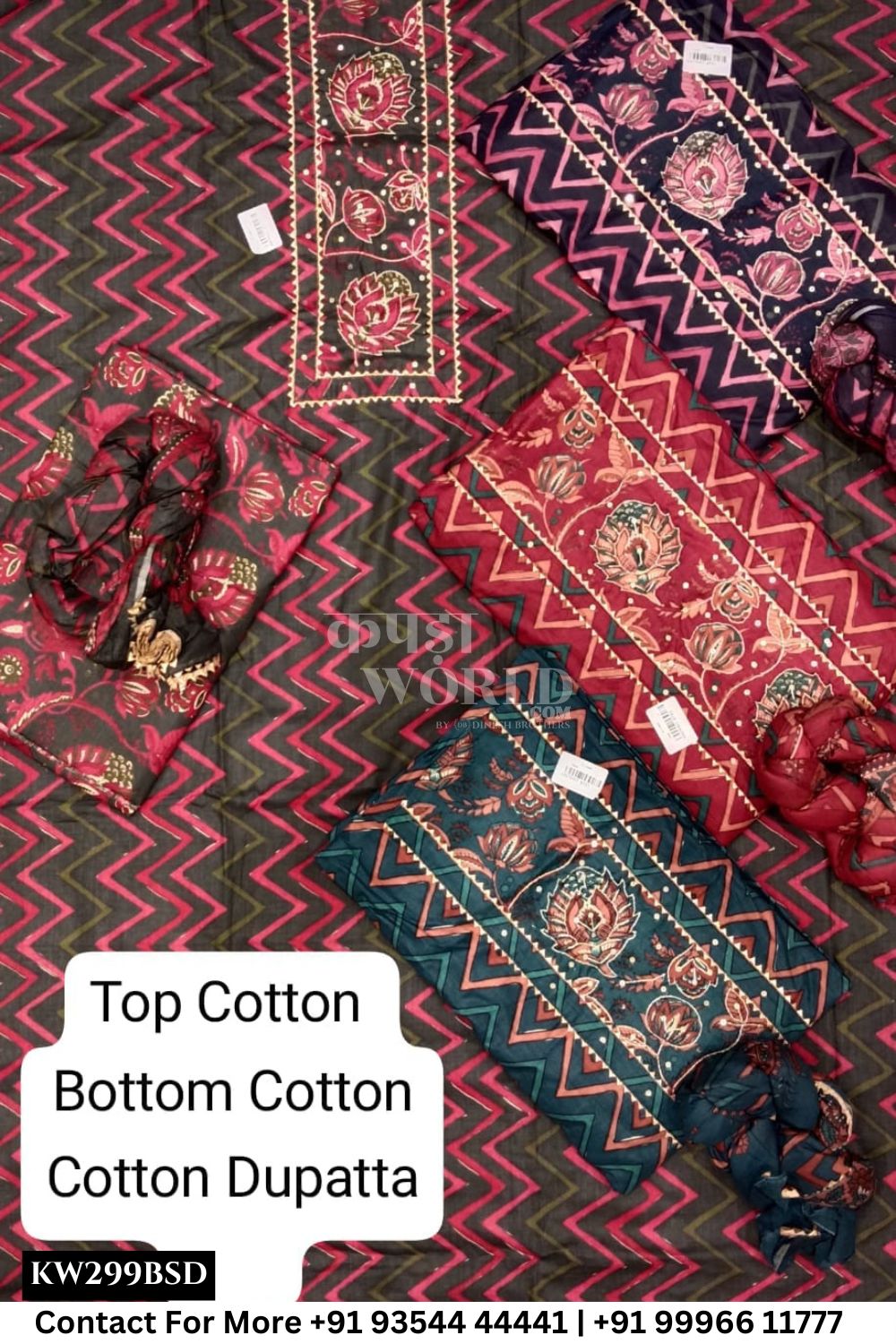 Fancy Unstitched Suit With Top Cotton With Cotton Dupatta (Set of 4)299No