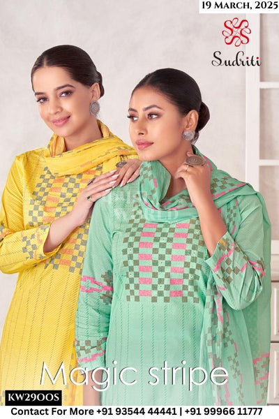 Sudriti Catalogue - Magic Stripe: Unstitch Fancy Cotton Suit Catalog Dealers