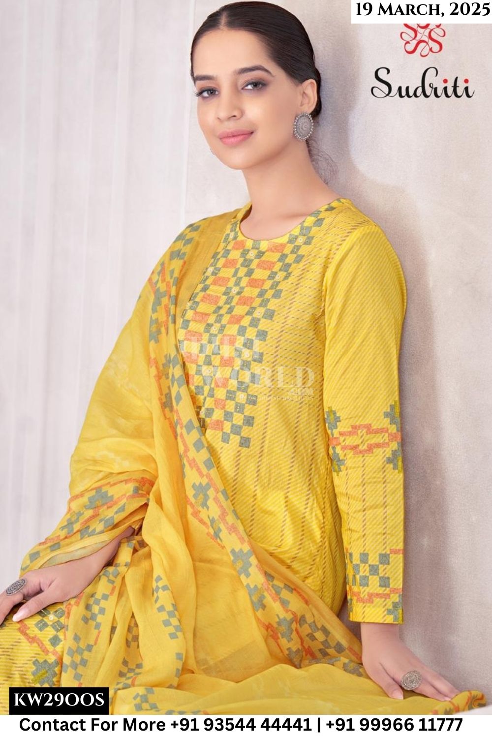 Sudriti Catalogue - Magic Stripe: Unstitch Fancy Cotton Suit Catalog Dealers