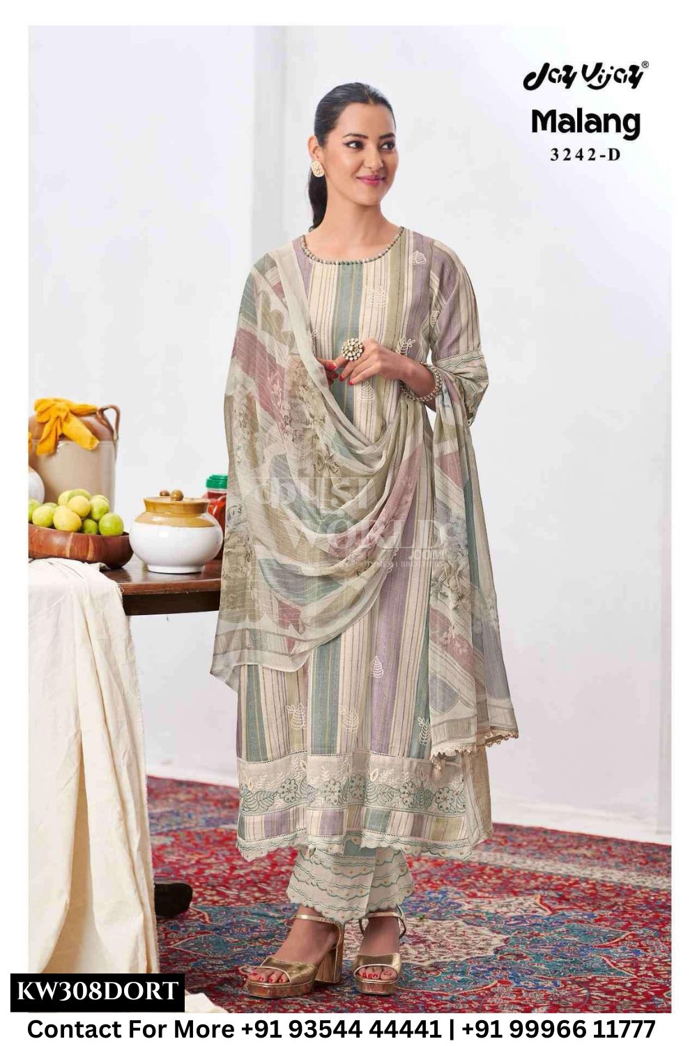 Jay Vijay - Malang Catalogue - Pure Cotton Block Print and Embroidery Suit
