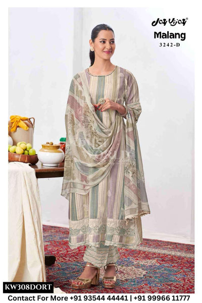 Jay Vijay - Malang Catalogue - Pure Cotton Block Print and Embroidery Suit