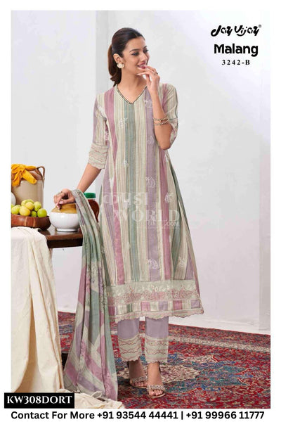 Jay Vijay - Malang Catalogue - Pure Cotton Block Print and Embroidery Suit