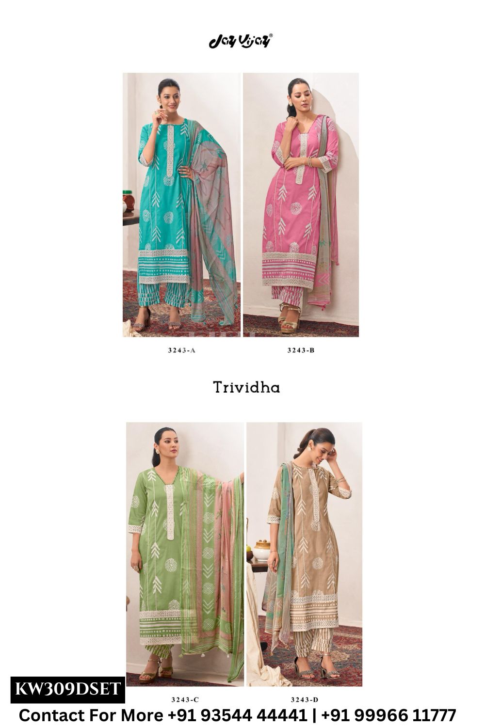 Jay Vijay Trividha Catalogue – Pure Cotton Block Print and Embroidery Suit
