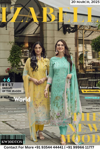 Kesar Catalogue - Izabell: Elegant Embroidery Work Pure Linen Suit Supplier