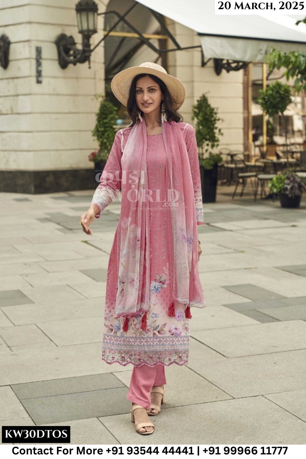 Kesar Catalogue - Izabell: Elegant Embroidery Work Pure Linen Suit Supplier