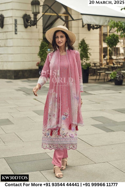 Kesar Catalogue - Izabell: Elegant Embroidery Work Pure Linen Suit Supplier
