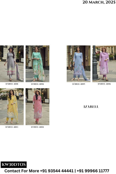 Kesar Catalogue - Izabell: Elegant Embroidery Work Pure Linen Suit Supplier